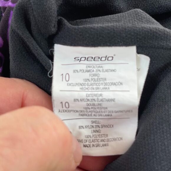 Speedo Purple Batik Print Swimsuit Sz 10 - Picture 3 of 4